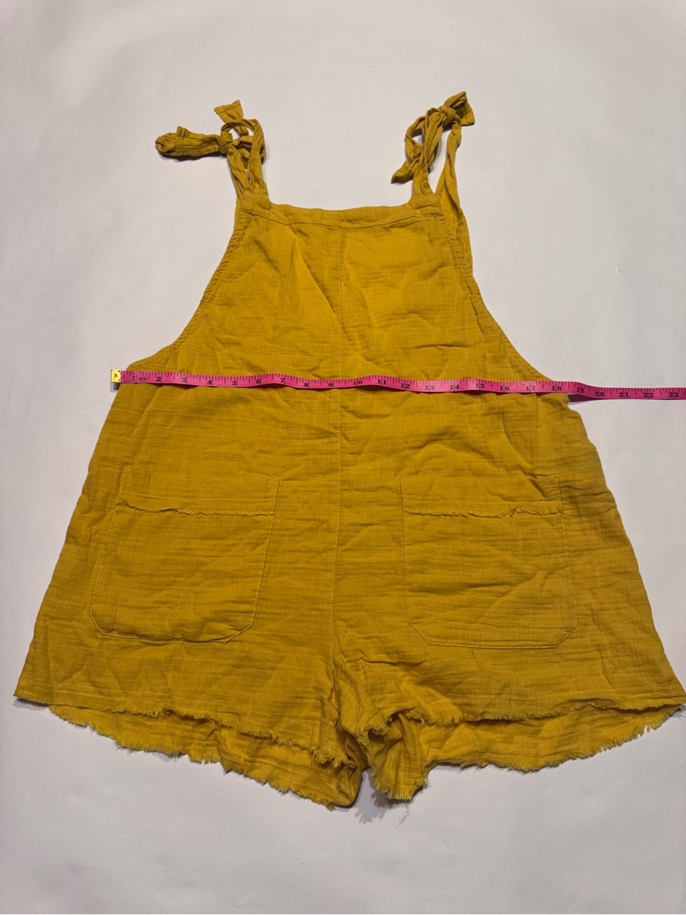 Billabong Girl on the Run Overalls Mustard Yellow Romper Shorts Medium - Picture 9 of 9